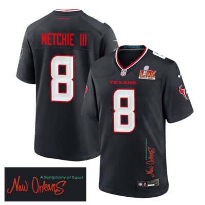 John Metchie III 8 Houston Texans Super Bowl LIX 'New Orleans - A Symphony of Sport' Game Men Jersey - Navy