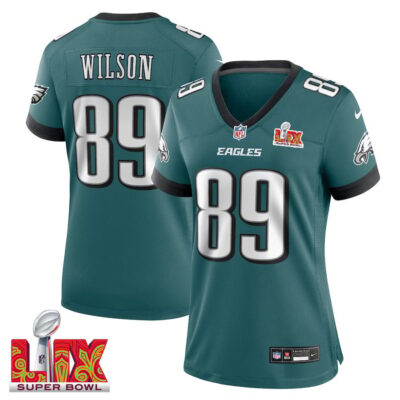 Johnny Wilson #89 Philadelphia Eagles Super Bowl LIX Women's Jersey - Midnight Green