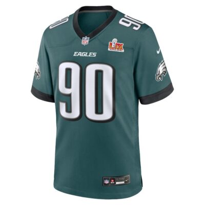 Alternative view of Jordan Davis #90 Philadelphia Eagles Super Bowl LIX Jersey - Men's - Midnight Green