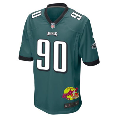 Jordan Davis 90 Philadelphia Eagles Super Bowl LIX New Orleans Patch Game Men Jersey - Midnight Green - Image 3