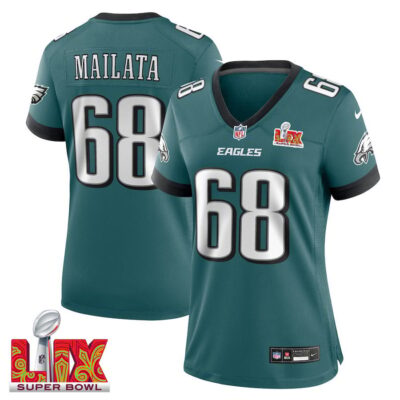 Jordan Mailata #68 Philadelphia Eagles Super Bowl LIX Women's Jersey - Midnight Green