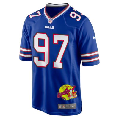 Jordan Phillips 97 Buffalo Bills Super Bowl LIX New Orleans Patch Game Men Jersey - Royal - Image 3
