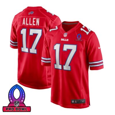 Josh Allen 17 Buffalo Bills 2025 Pro Bowl Patch Alternate Game Men Jersey - Red