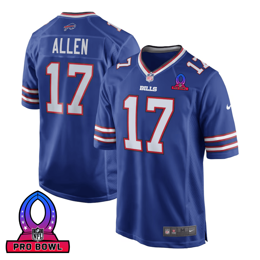 Josh Allen 17 Buffalo Bills 2025 Pro Bowl Patch Game Men Jersey - Royal