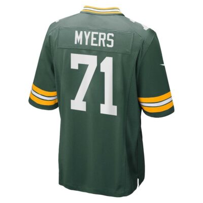 Alternative view of Josh Myers 71 Green Bay Packers Super Bowl LIX New Orleans Patch Game Men Jersey - Green