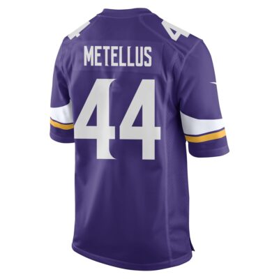 Alternative view of Joshua Metellus 44 Minnesota Vikings Super Bowl LIX New Orleans Patch Game Men Jersey - Purple