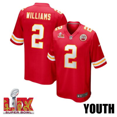 Joshua Williams #2 Kansas City Chiefs Super Bowl LIX Youth Jersey - Red