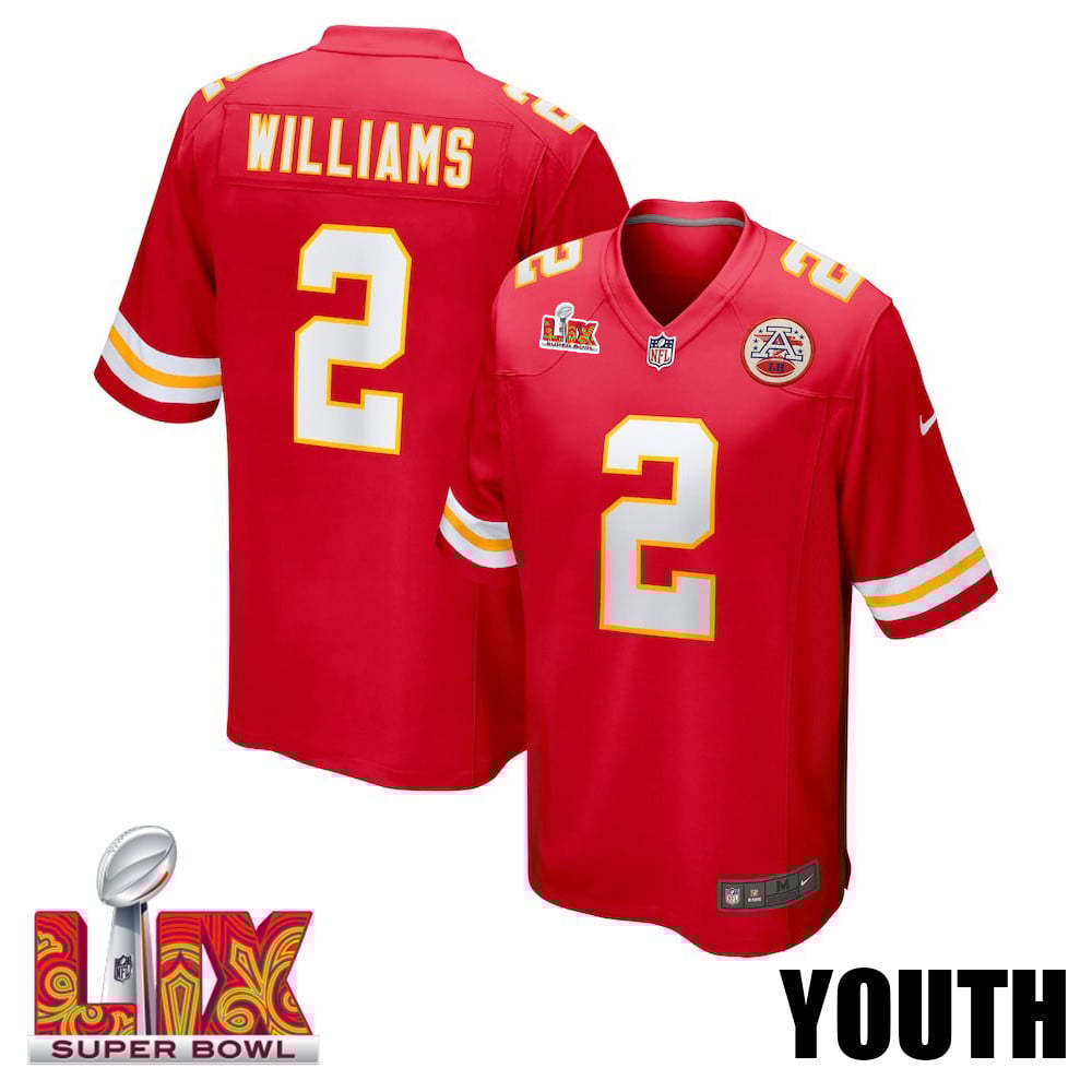 Joshua Williams #2 Kansas City Chiefs Super Bowl LIX Youth Jersey - Red