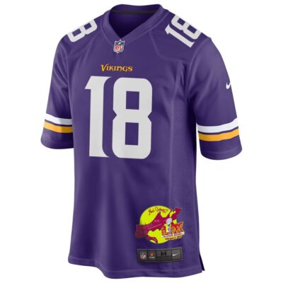 Justin Jefferson 18 Minnesota Vikings Super Bowl LIX New Orleans Patch Game Men Jersey - Purple - Image 3