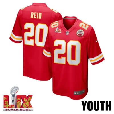 Justin Reid #20 Kansas City Chiefs Super Bowl LIX Youth Jersey - Red
