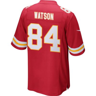 Alternative view of Justin Watson 84 Kansas City Chiefs Super Bowl LIX New Orleans Patch Game Men Jersey - Red