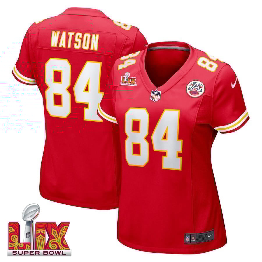 Justin Watson #84 Kansas City Chiefs Super Bowl LIX Women's Jersey - Red