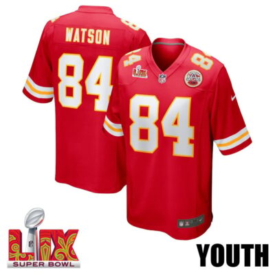 Justin Watson #84 Kansas City Chiefs Super Bowl LIX Youth Jersey - Red