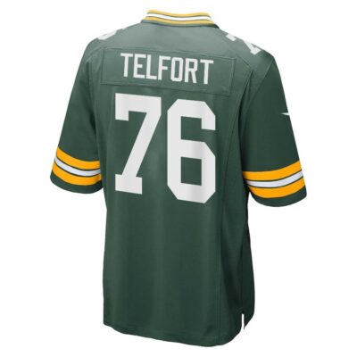 Alternative view of Kadeem Telfort 76 Green Bay Packers Super Bowl LIX New Orleans Patch Game Men Jersey - Green