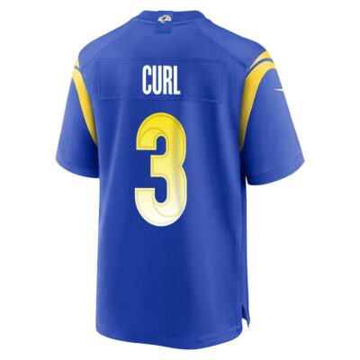 Alternative view of Kam Curl 3 Los Angeles Rams Super Bowl LIX New Orleans Patch Game Men Jersey - Royal