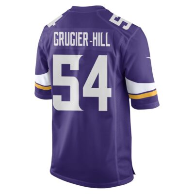Alternative view of Kamu Grugier-Hill 54 Minnesota Vikings Super Bowl LIX New Orleans Patch Game Men Jersey - Purple