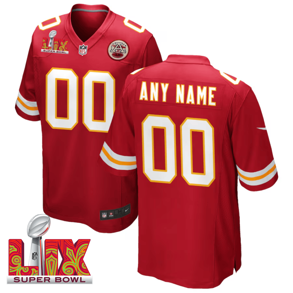 Kansas City Chiefs Super Bowl LIX Patch Game Men Custom Jersey - Red