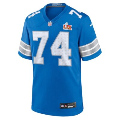 Alternative view of Kayode Awosika #74 Detroit Lions Super Bowl LIX Jersey - Men's - Blue