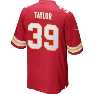 Alternative view of Keith Taylor 39 Kansas City Chiefs Super Bowl LIX New Orleans Patch Game Men Jersey - Red