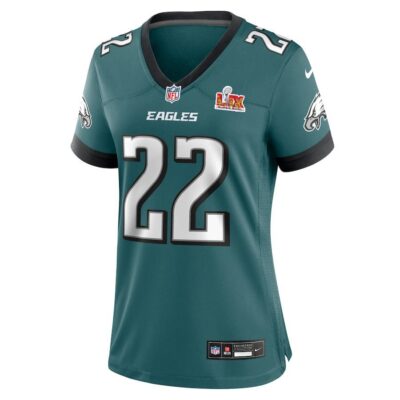 Alternative view of Kelee Ringo #22 Philadelphia Eagles Super Bowl LIX Women's Jersey - Midnight Green