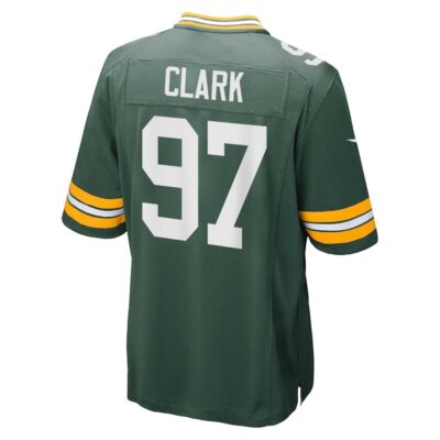 Alternative view of Kenny Clark 97 Green Bay Packers Super Bowl LIX New Orleans Patch Game Men Jersey - Green