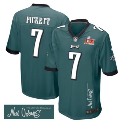 Kenny Pickett 7 Philadelphia Eagles Super Bowl LIX 'New Orleans - The Ultimate Showdown' Game Men Jersey - Midnight Green