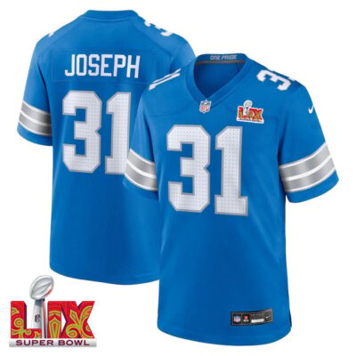 Kerby Joseph #31 Detroit Lions Super Bowl LIX Jersey - Men's - Blue