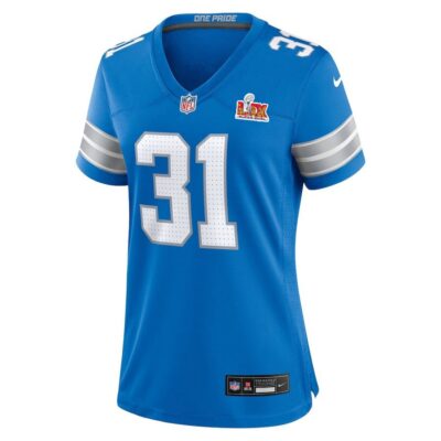 Alternative view of Kerby Joseph #31 Detroit Lions Super Bowl LIX Women's Jersey - Blue
