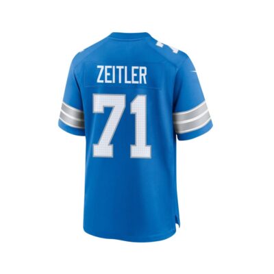 Alternative view of Kevin Zeitler 71 Detroit Lions Super Bowl LIX New Orleans Patch Game Men Jersey - Blue