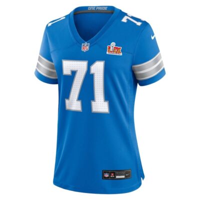 Alternative view of Kevin Zeitler #71 Detroit Lions Super Bowl LIX Women's Jersey - Blue