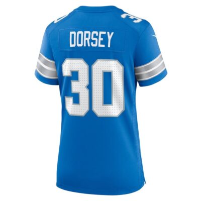 Khalil Dorsey #30 Detroit Lions Super Bowl LIX Women's Jersey - Blue - Image 3