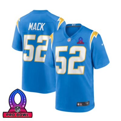 Khalil Mack 52 Los Angeles Chargers 2025 Pro Bowl Patch Game Men Jersey - Powder Blue
