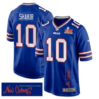 Khalil Shakir 10 Buffalo Bills Super Bowl LIX 'New Orleans - Where Legends Are Made' Game Men Jersey - Royal