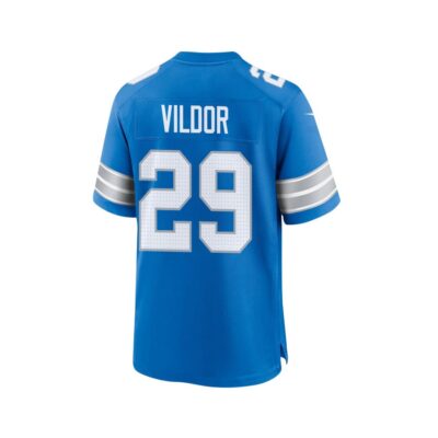 Alternative view of Kindle Vildor 29 Detroit Lions Super Bowl LIX New Orleans Patch Game Men Jersey - Blue