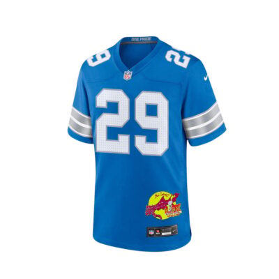 Kindle Vildor 29 Detroit Lions Super Bowl LIX New Orleans Patch Game Men Jersey - Blue - Image 3