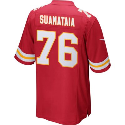 Alternative view of Kingsley Suamataia 76 Kansas City Chiefs Super Bowl LIX New Orleans Patch Game Men Jersey - Red