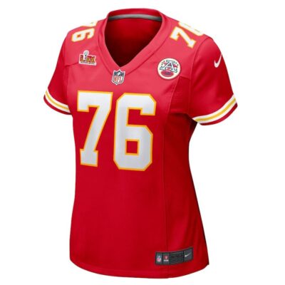 Alternative view of Kingsley Suamataia #76 Kansas City Chiefs Super Bowl LIX Women's Jersey - Red