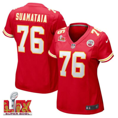Kingsley Suamataia #76 Kansas City Chiefs Super Bowl LIX Women's Jersey - Red