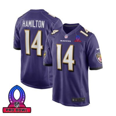 Kyle Hamilton 14 Baltimore Ravens 2025 Pro Bowl Patch Game Men Jersey - Purple