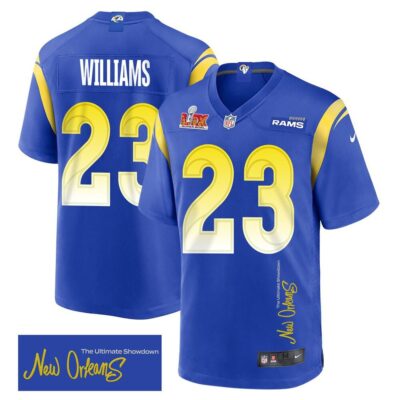 Kyren Williams 23 Los Angeles Rams Super Bowl LIX 'New Orleans - The Ultimate Showdown' Game Men Jersey - Royal