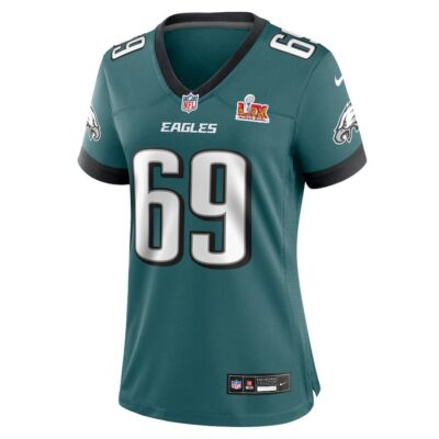 Alternative view of Landon Dickerson #69 Philadelphia Eagles Super Bowl LIX Women's Jersey - Midnight Green