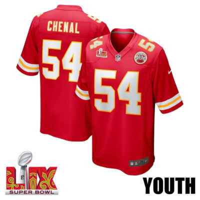 Leo Chenal #54 Kansas City Chiefs Super Bowl LIX Youth Jersey - Red