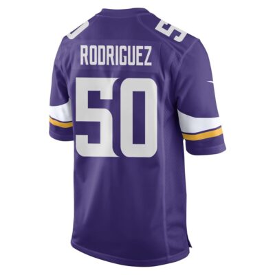 Alternative view of Levi Drake Rodriguez 50 Minnesota Vikings Super Bowl LIX New Orleans Patch Game Men Jersey - Purple
