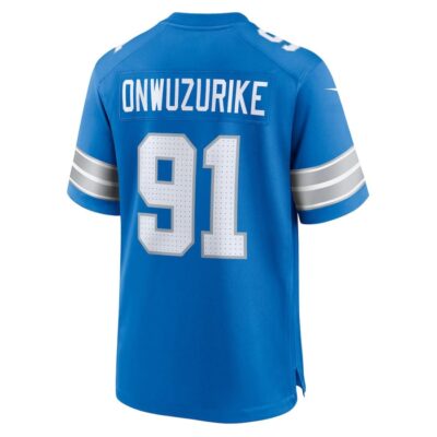 Levi Onwuzurike #91 Detroit Lions Super Bowl LIX Jersey - Men's - Blue - Image 3