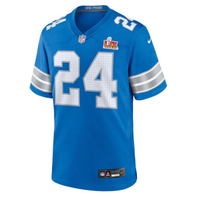 Alternative view of Loren Strickland #24 Detroit Lions Super Bowl LIX Jersey - Men's - Blue