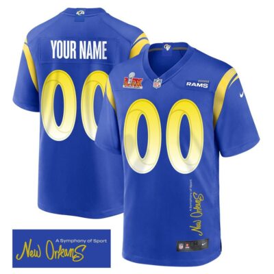 Los Angeles Rams Super Bowl LIX 'New Orleans - A Symphony of Sport' Game Men Custom Jersey - Royal