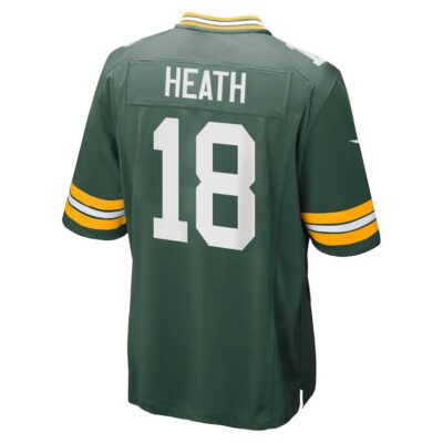 Alternative view of Malik Heath 18 Green Bay Packers Super Bowl LIX New Orleans Patch Game Men Jersey - Green