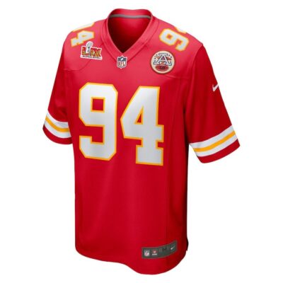 Alternative view of Malik Herring #94 Kansas City Chiefs Super Bowl LIX Jersey - Men's - Red