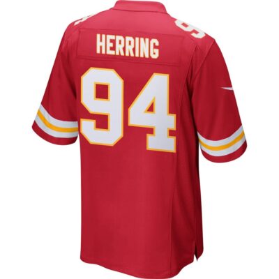 Alternative view of Malik Herring 94 Kansas City Chiefs Super Bowl LIX New Orleans Patch Game Men Jersey - Red