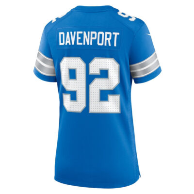 Marcus Davenport #92 Detroit Lions Super Bowl LIX Women's Jersey - Blue - Image 3